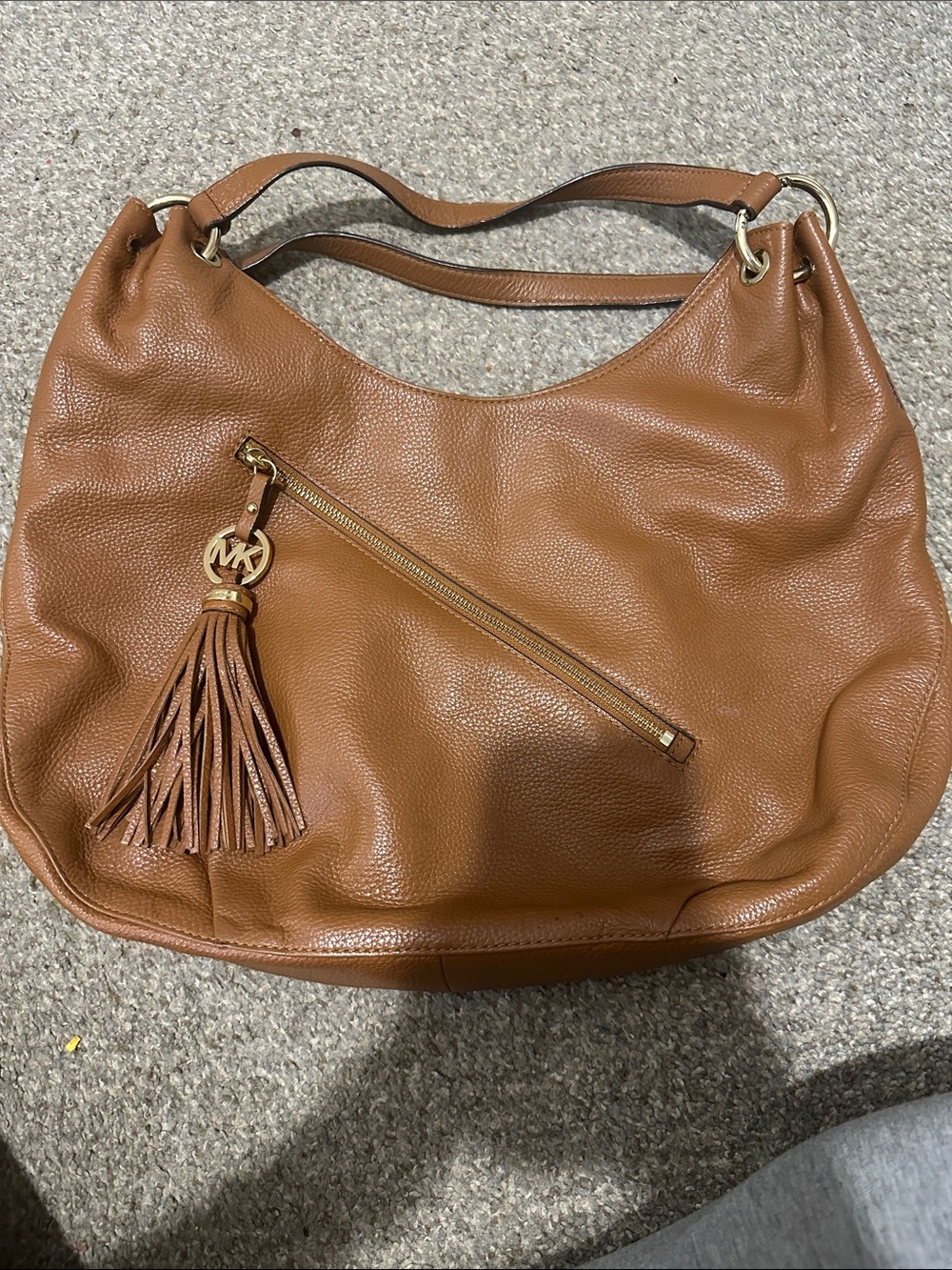 Michael Kors Cognac Leather Tassel Shoulder Bag